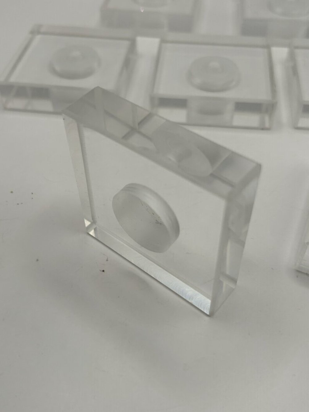 Lot of 8 Clear Acrylic Lucite Display Mount Blocks 2” Square Recessed Center - Picture 15 of 15
